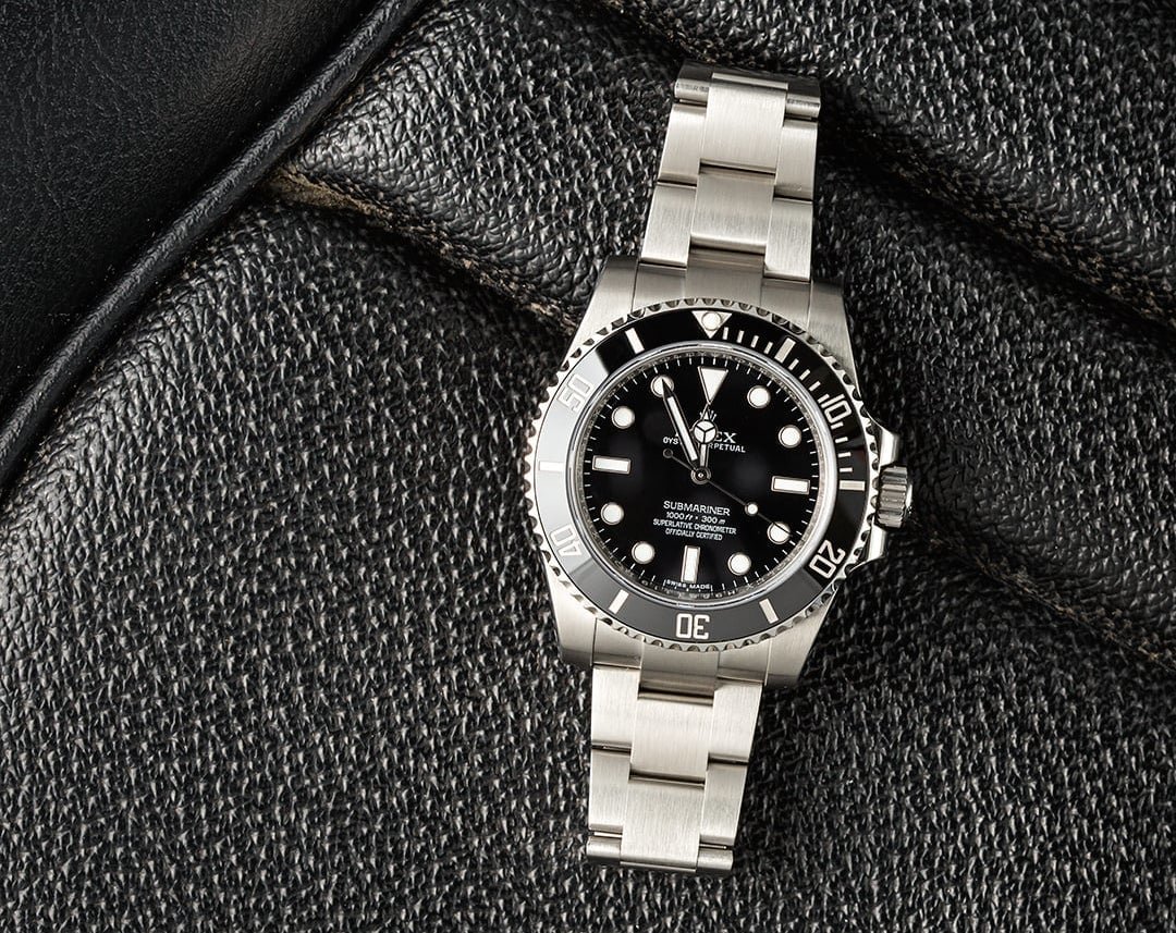 The the no-date Submariner is fitted with Rolex’s caliber .